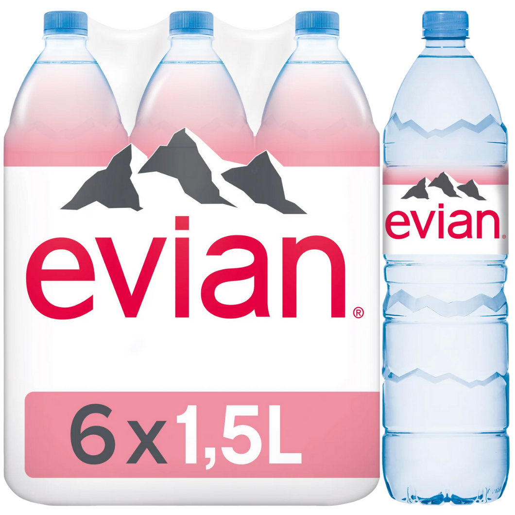 Evian Natural Mineral Water 1.5L x 6