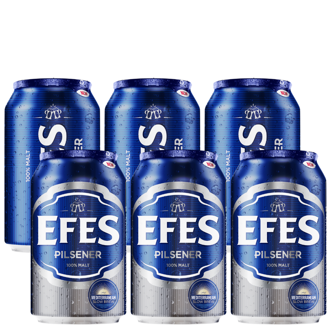 Efes Pilsener Can Beer - 330ml  (with protective cap) x 6