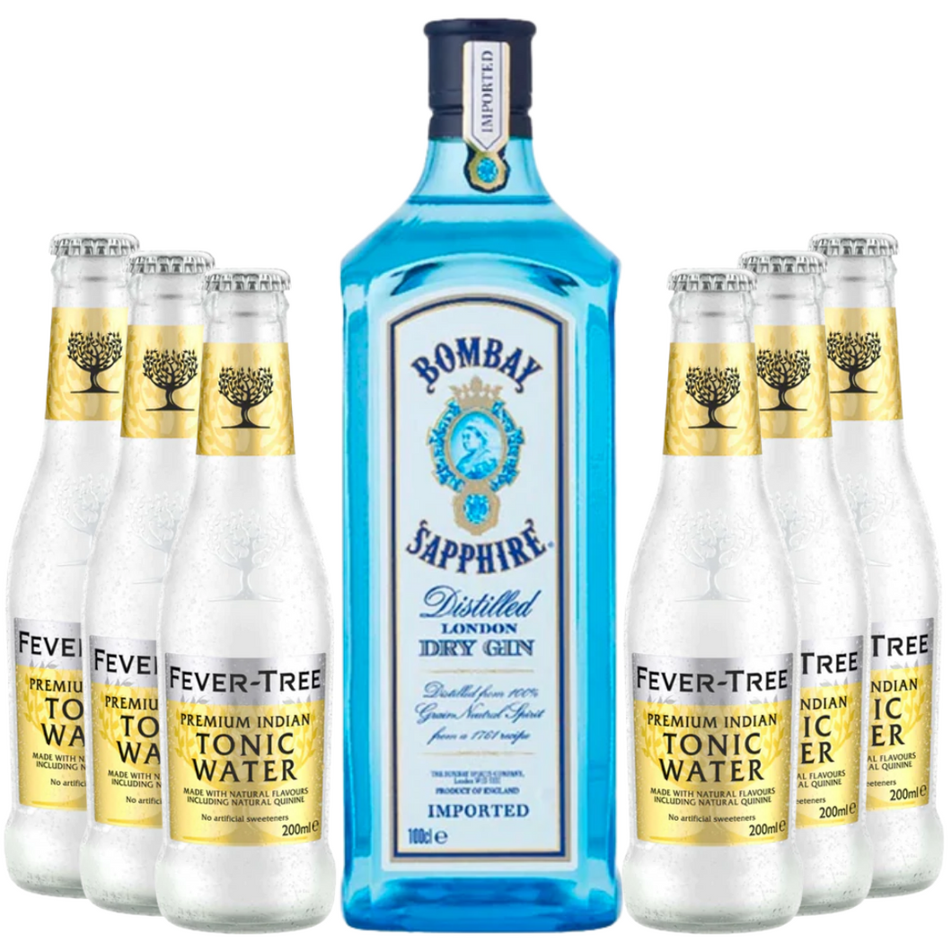 Bombay Sapphire Gin + Fever-Tree Indian Tonic Water x6